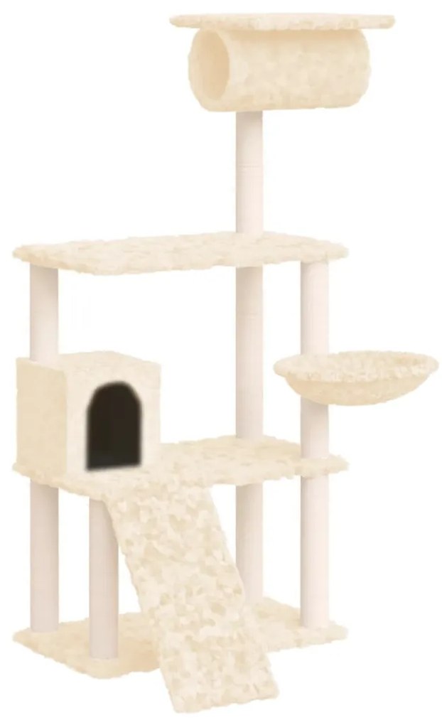 Albero per gatti con tiragraffi in sisal crema 131 cm