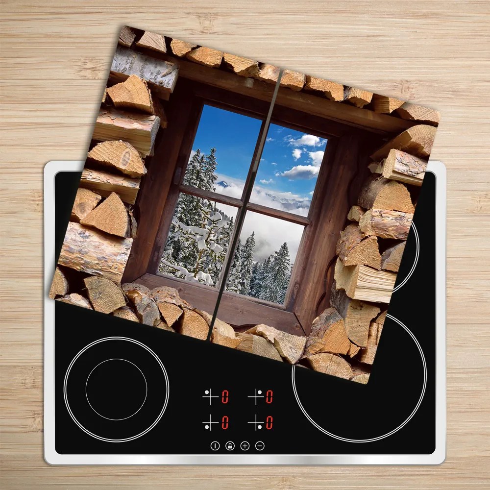 Tagliere in vetro Inverno fuori dalla finestra 60x52 cm