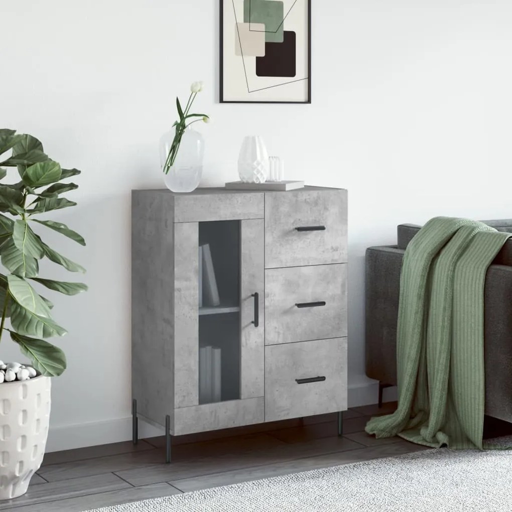 Credenza Grigio Cemento 69,5x34x90 Cm İn Legno Multistrato /