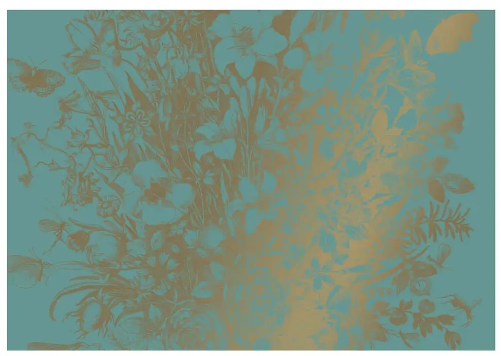 KEK Amsterdam Wandbild Engraved Flowers Gold 9 - XL