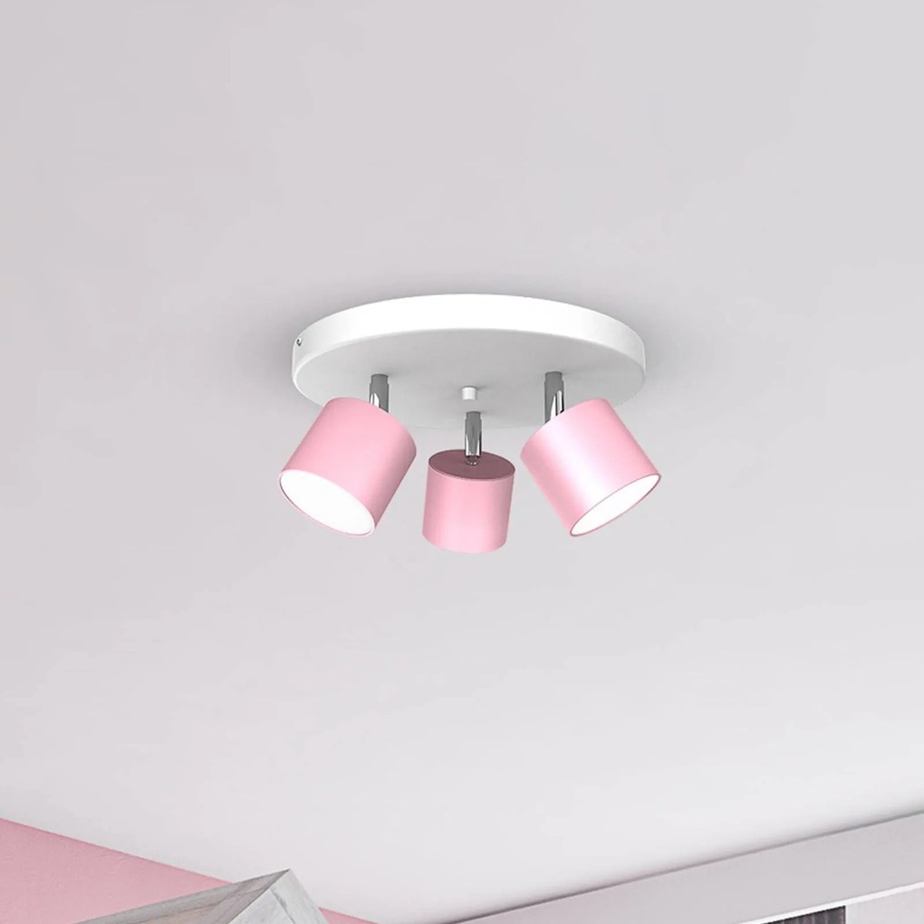 Eko-Light Faretto da soffitto Cloudy 3 luci rotondo rosa