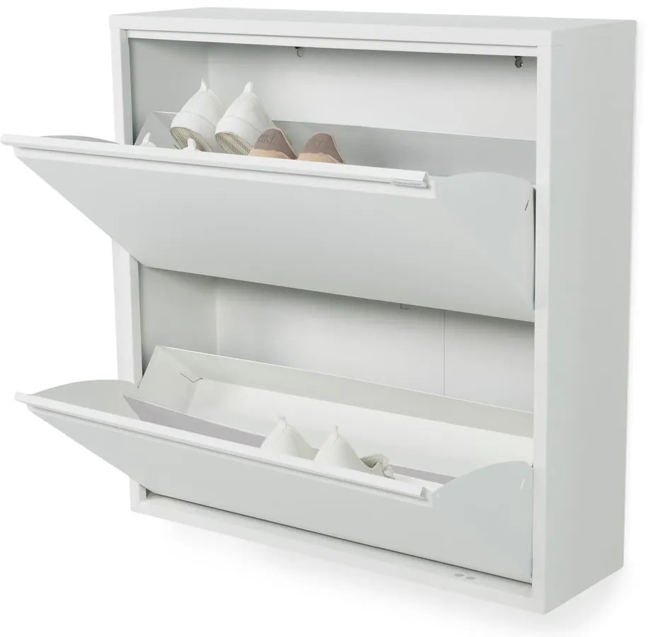 Scarpiera bianca in metallo con ante ribaltabili 75x77,5x22,5 cm Billy – Spinder Design