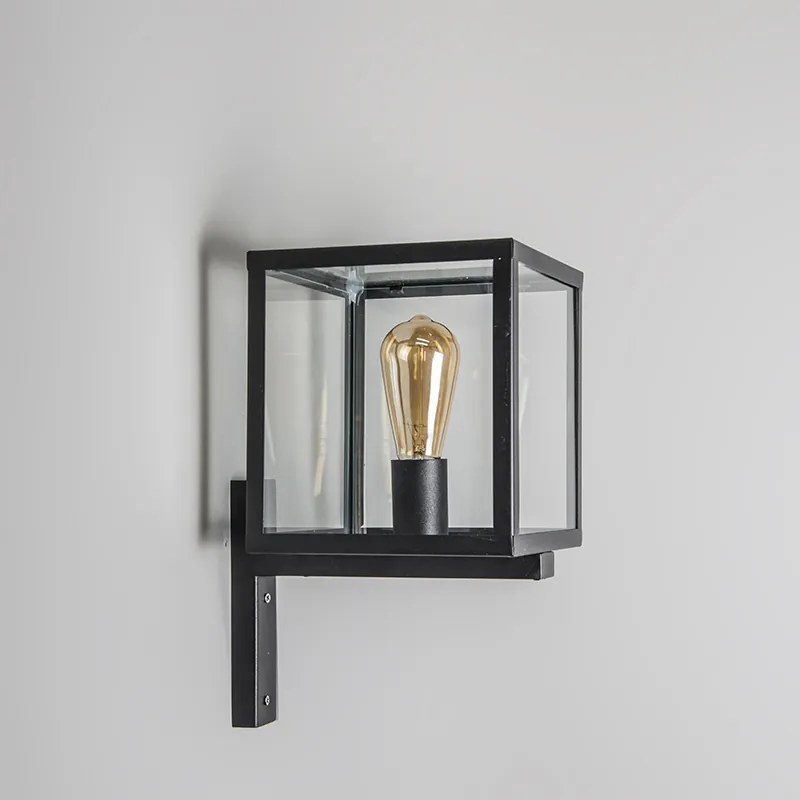 Lampada da parete quadrata industriale nera IP23 - Rotterdam