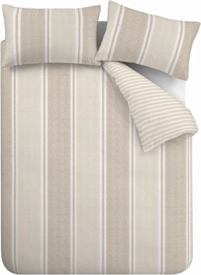 Set copripiumino e federa beige per letto matrimoniale 3 pezzi 200x200 cm Banded Stripe – Catherine Lansfield