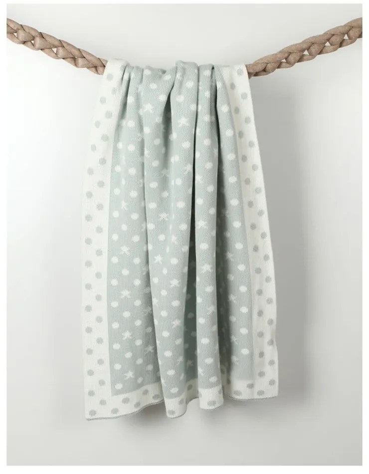 Coperta Baby Baby Dots in cotone azzurro, 90 x 90 cm - Homemania Decor