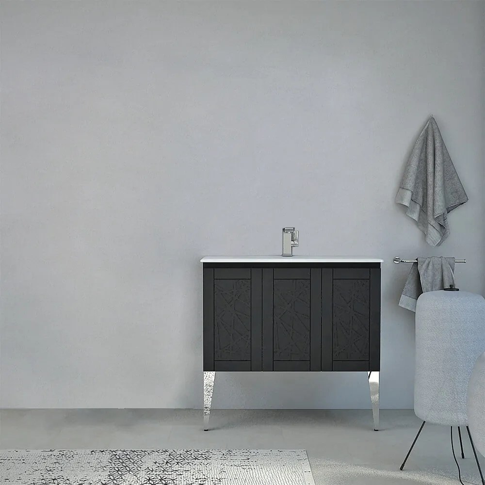 Mobile bagno Denver a terra 90 cm finitura grafite senza specchio e senza colonna