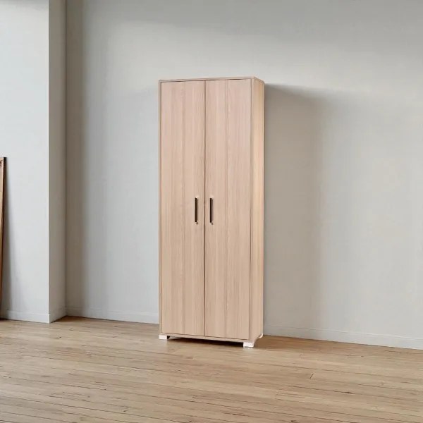 Scarpiera 2 ante grande in legno con ripiani 70x189h cm Rovere
