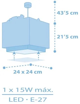 Dalber 63112T - Lampadario per bambini JUNGLE 1xE27/15W/230V blu