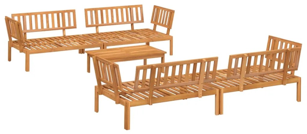 Set divano pallet da giardino 5 pz in legno massello di acacia