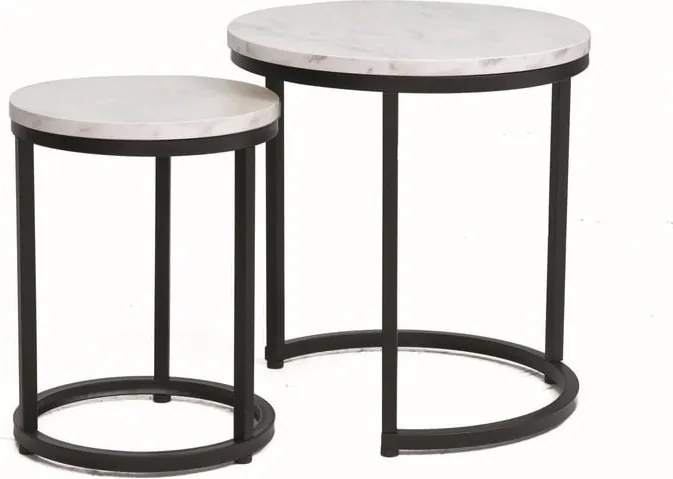Set di Tavolini da caffè Hola effetto marmo bianco/nero