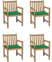 Sedie Giardino 4 pz con Cuscini Verdi in Massello di Teak cod mxl 8321