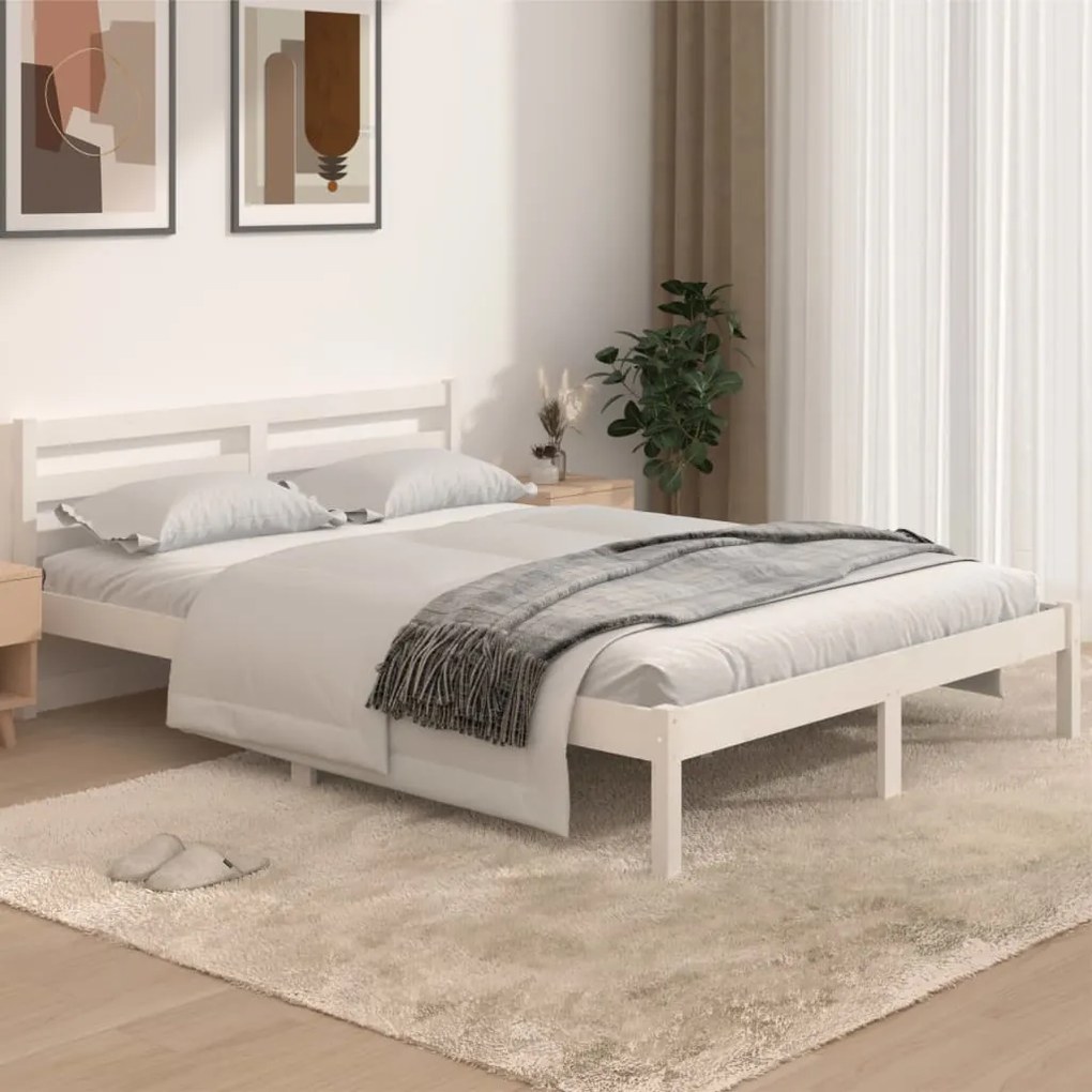 Giroletto İn Legno Massello Di Pino 140x190 Cm Bianco /