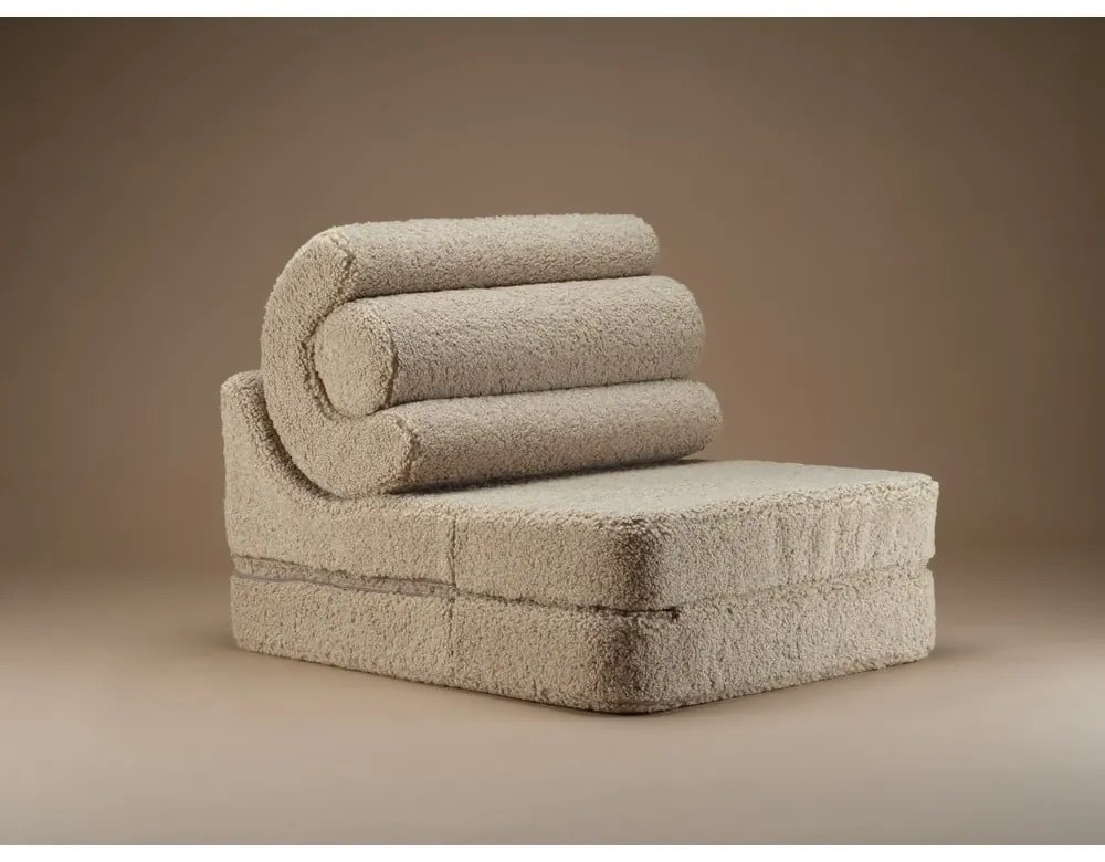 Poltrona per bambini marrone chiaro con rivestimento in bouclé Flipster – Wigiwama