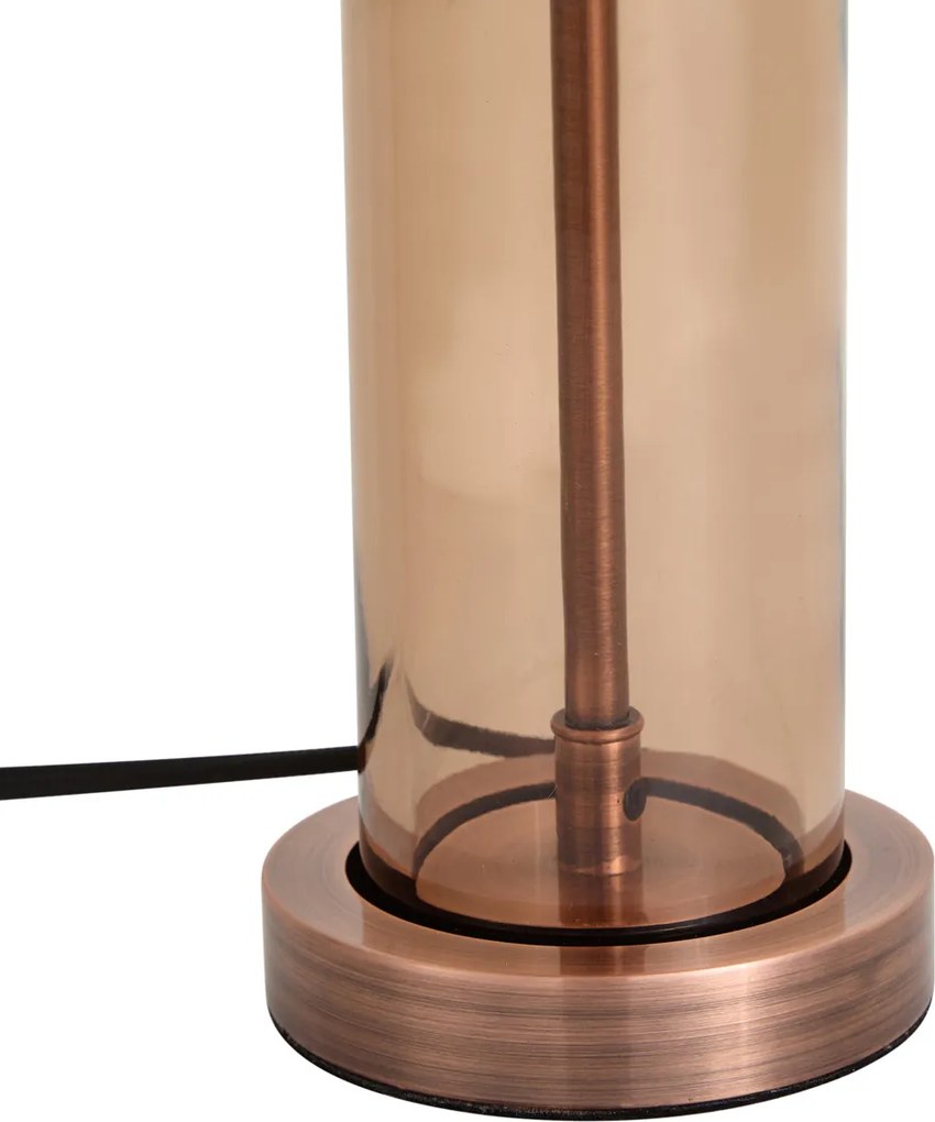 Lampada da tavolo Hotel Chic bronzo scuro con vetro marrone - Amara