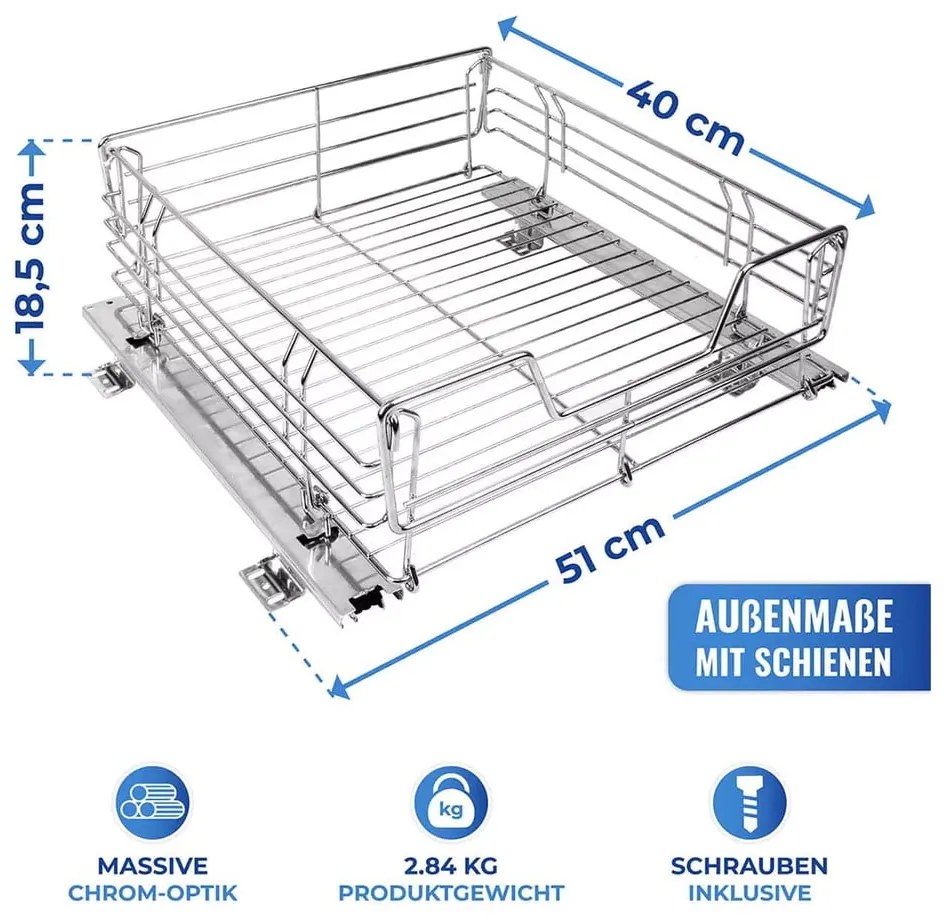 Ripiano estraibile in acciaio inox Slide, 51 x 40 cm - Maximex