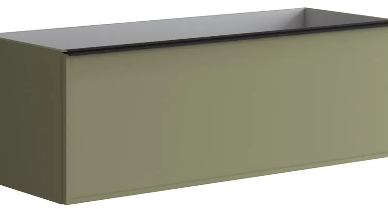 Mobile da bagno sotto lavabo Pixel frame laccato opaco verde salvia e maniglia alluminio nero laccato opaco L 120 x H 40 x P 45.5 cm 2 cassetti, lavabo non incluso