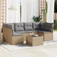 Set Divani da Giardino 7 pz con Cuscini Beige in Polyrattan 3217399