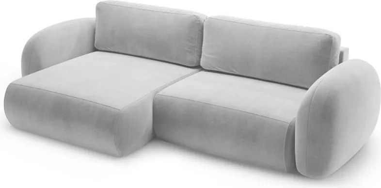 Divano angolare grigio chiaro allungabile/con contenitore con rivestimento in velluto Tonale – Cosmopolitan Design