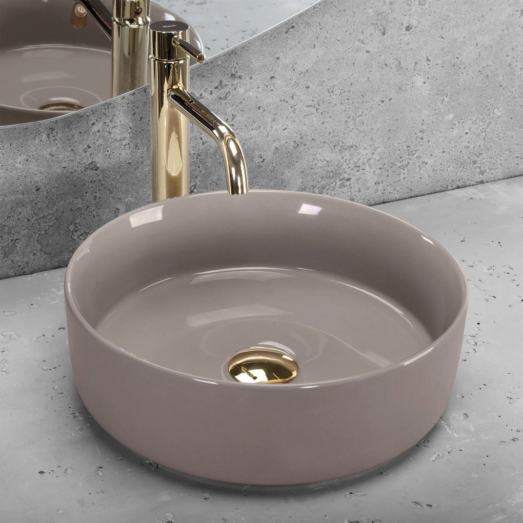 Lavabo da appoggio Rea Sami Beige Shiny