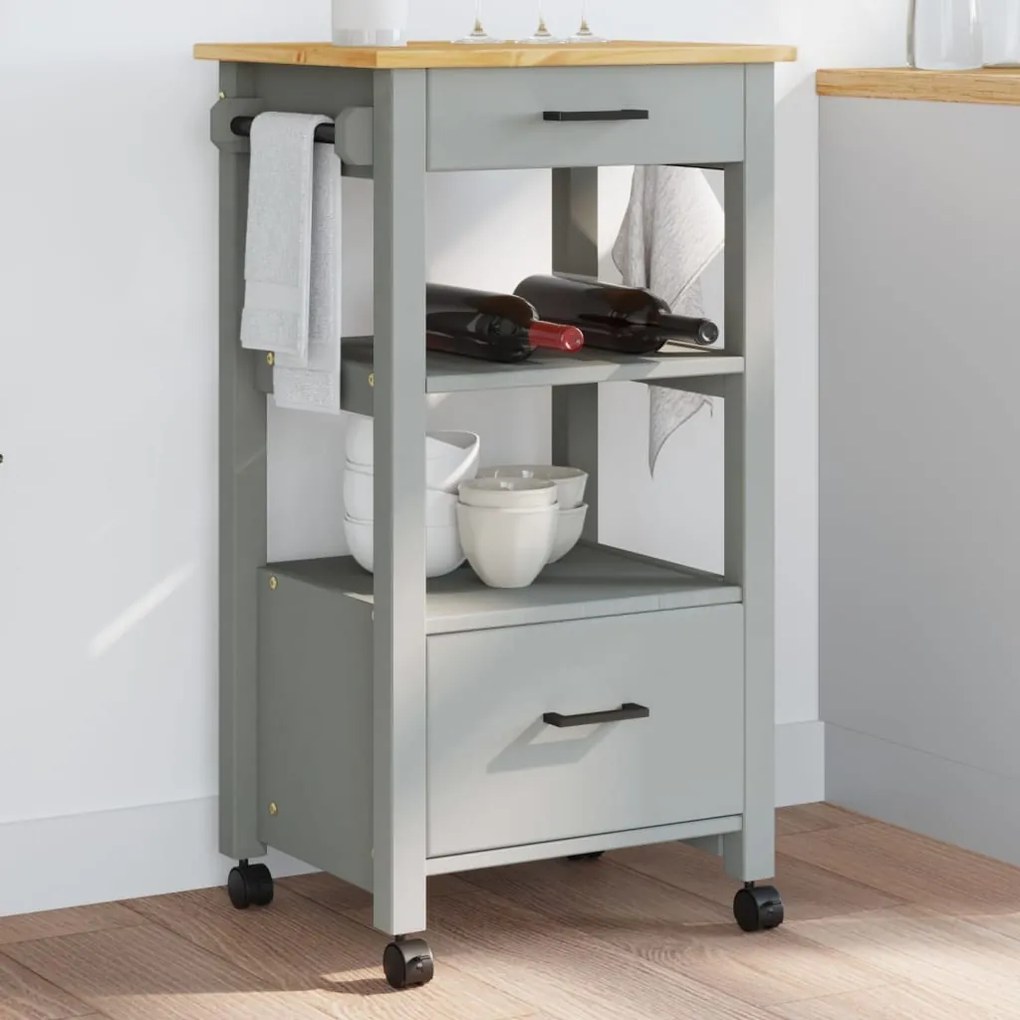 Carrello Da Cucina Monza 48x40x90 Cm İn Legno Massello Di Pino /