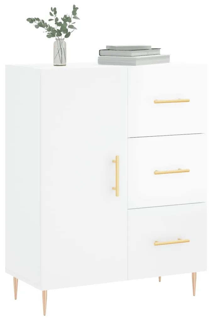 Credenza 69,5x34x90 cm in legno multistrato bianco lucido