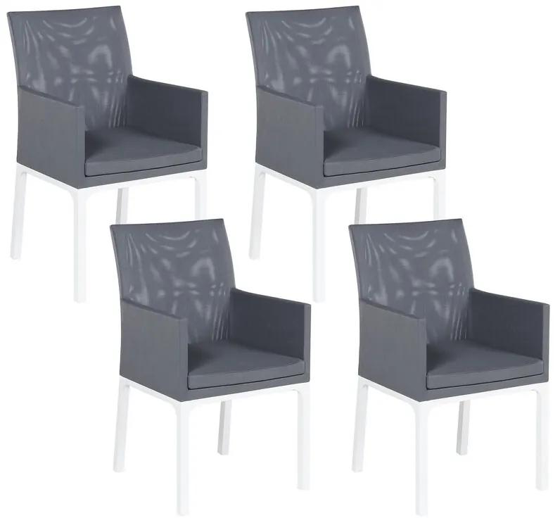 Set di 4 sedie tessuto grigio scuro e bianco BACOLI Beliani