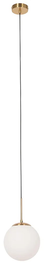 Art Deco hanglamp goud met opaal glas incl. rail adapter zwart 1-fase - Slimline Flore