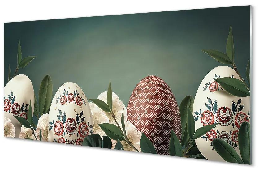 Quadro acrilico Foglie uova fiori 100x50 cm