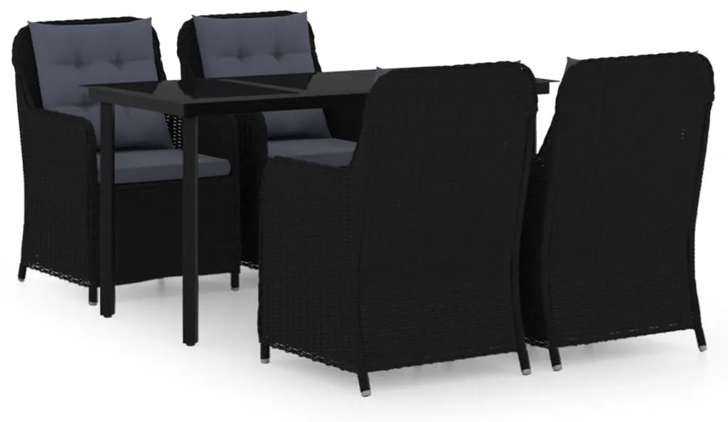 Set mobili da pranzo per giardino 5 pz nero