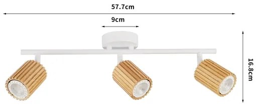 Brilagi - Faretto MODERN WOOD 3xGU10/8W/230V legno di hevea/bianco