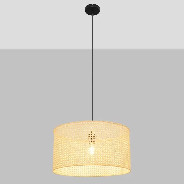Lampadario a sospensione con filo ALBA 1xE27/15W/230V diametro 45 cm rattan/nero