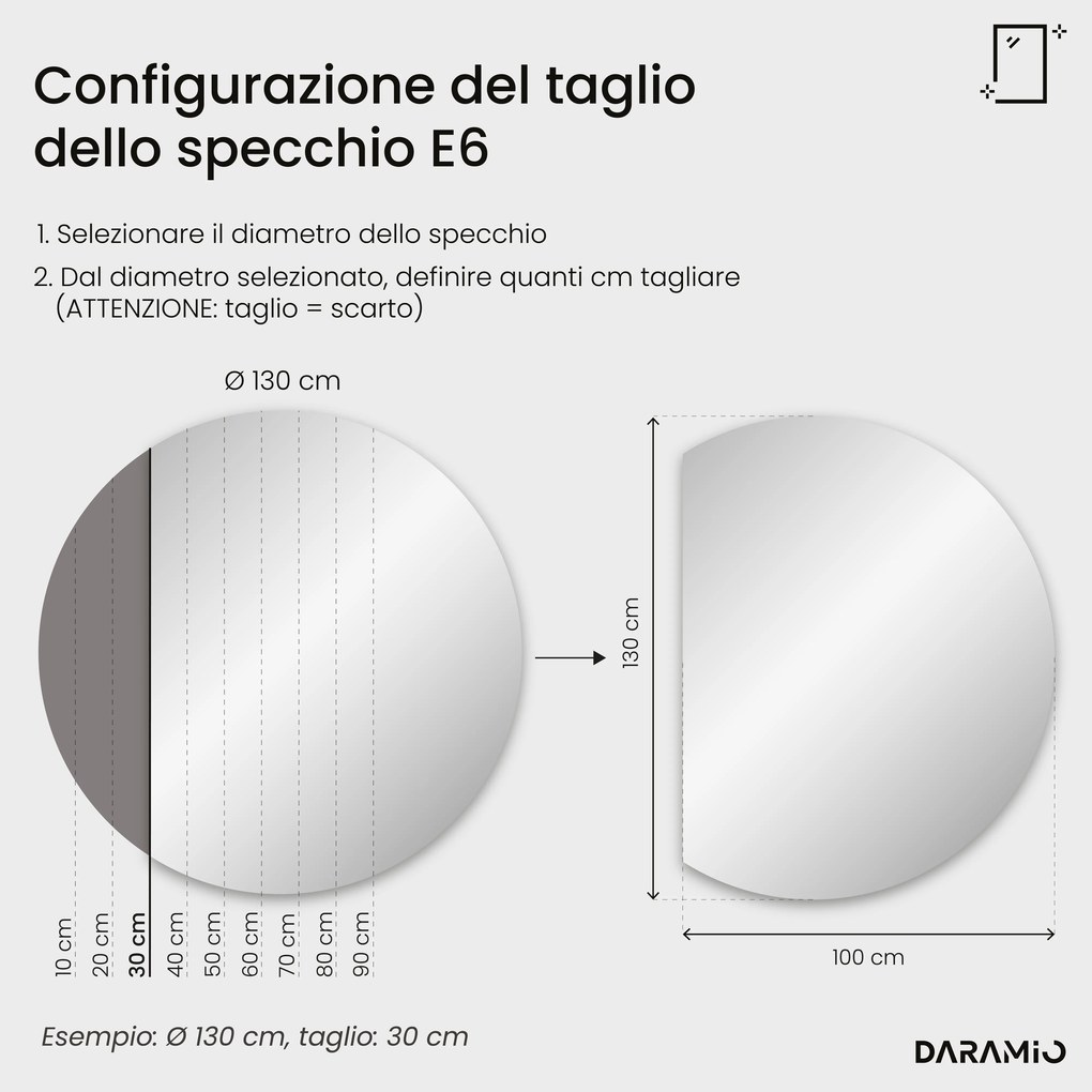 Specchio a mezzaluna con luce LED E6