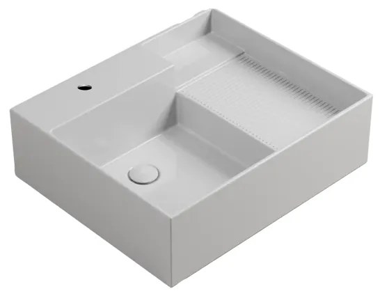 Lavabo da appoggio Nobu COLAVENE rettangolare piletta non inclusa in ceramica L 60 x H 21 x P 50 cm bianco piletta non inclusa
