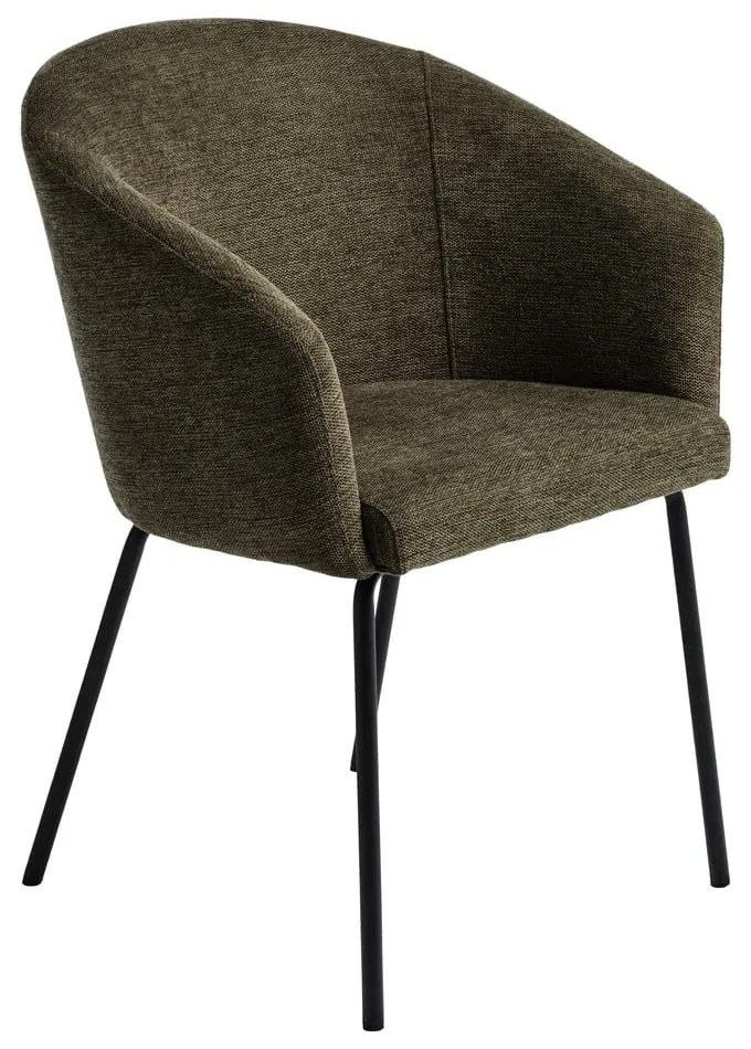 Sedia da pranzo color kaki in imbottito con braccioli Easton – Unique Furniture