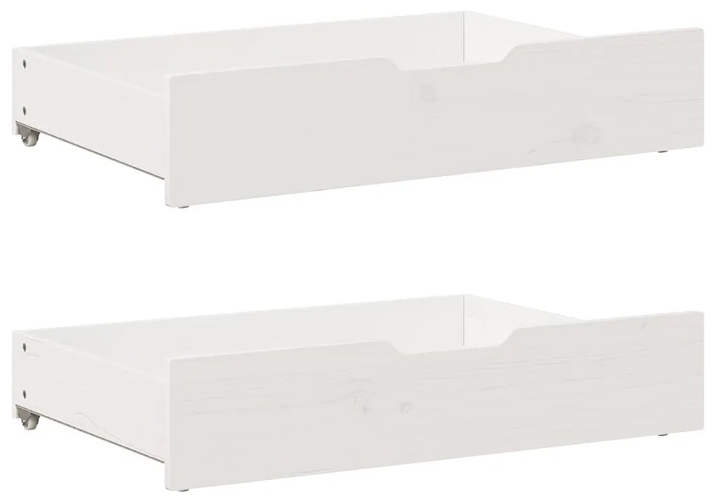Cassettoni Da Letto 2 Pz Bianchi 80x55x16 Cm İn Legno Di Pino /