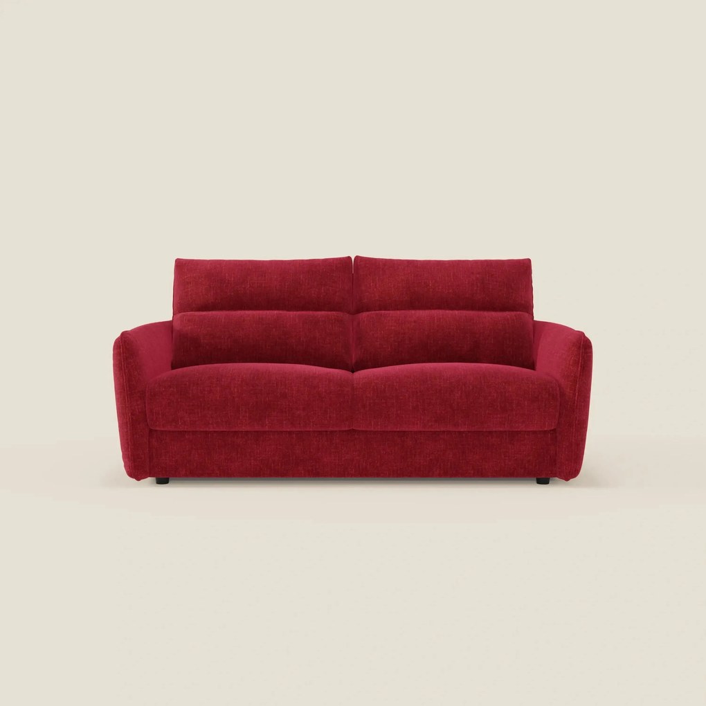 Elios Divano letto con morbidi cuscini spalliera in tessuto smacchiabile T24 rosso bordeaux