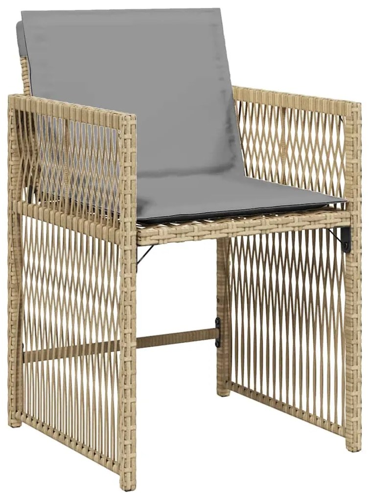 Sedie da giardino con cuscini 4 pz beige misto in polyrattan