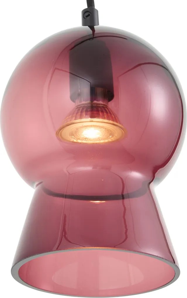 Lampada a sospensione retrò nera con vetro viola per sistema a binario monofase - Iconic Bell