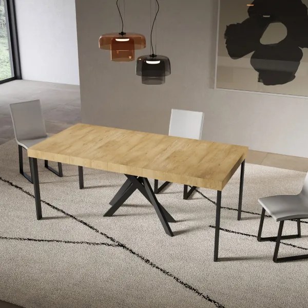 Consolle allungabile Libo Premium Small - Quercia natura gambe antracite 90x40/196 cm