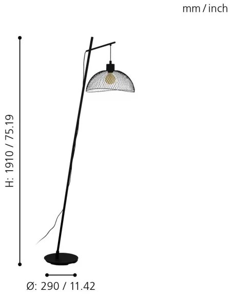 Eglo 43307 - Lampada da terra POMPEYA 1xE27/60W/230V