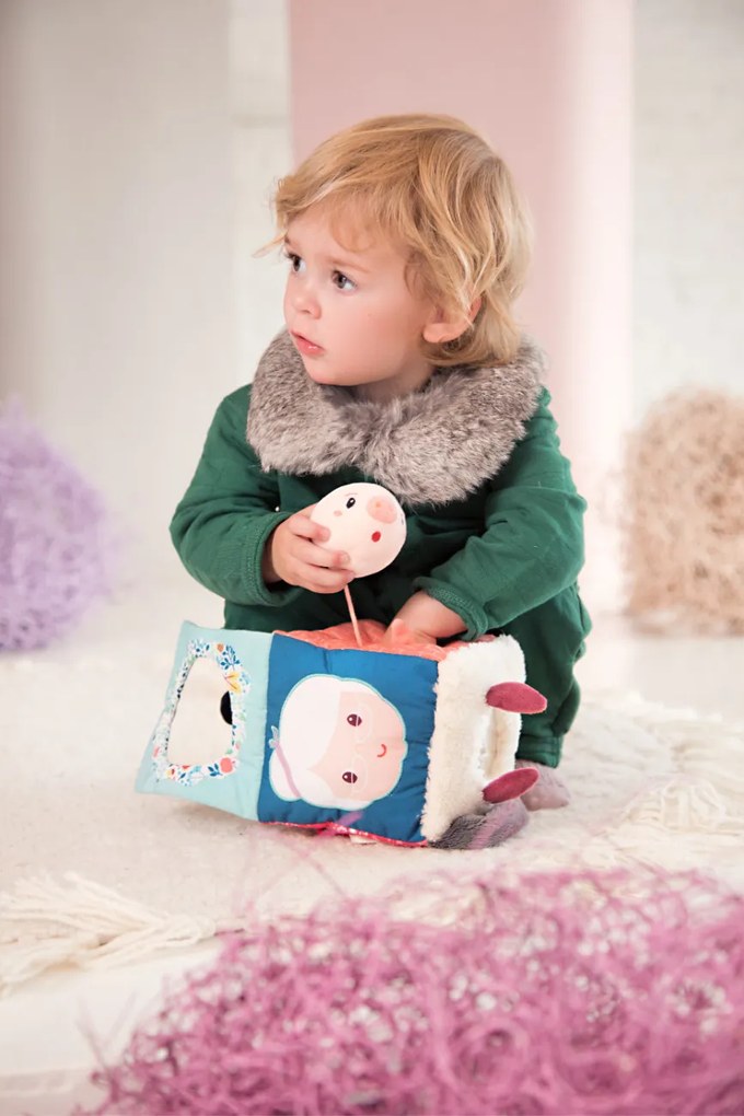 Lilliputiens - Cubo tessile per le attività - Lupo Louis