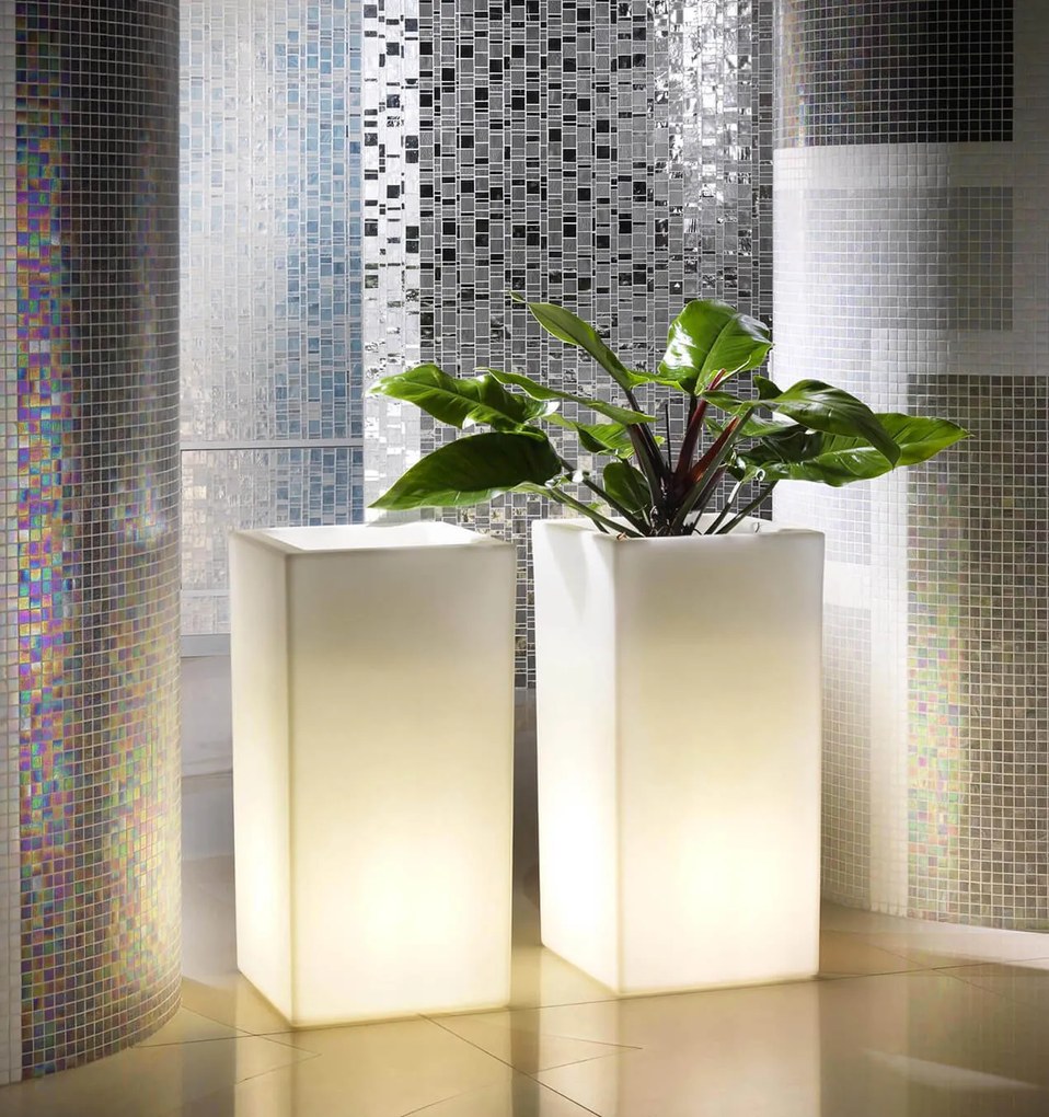 Vaso 40x40x80cm in Resina Tulli Schio Cubo Alto Essential 80 Bronzo...