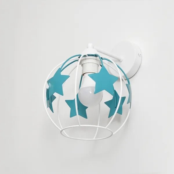 Applique per bambini STARS 1xE27/15W/230V turchese/bianco