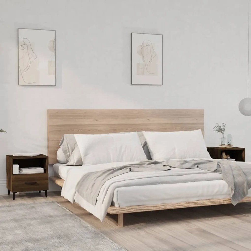 Comodini 2 Pz Rovere Marrone İn Legno Multistrato /