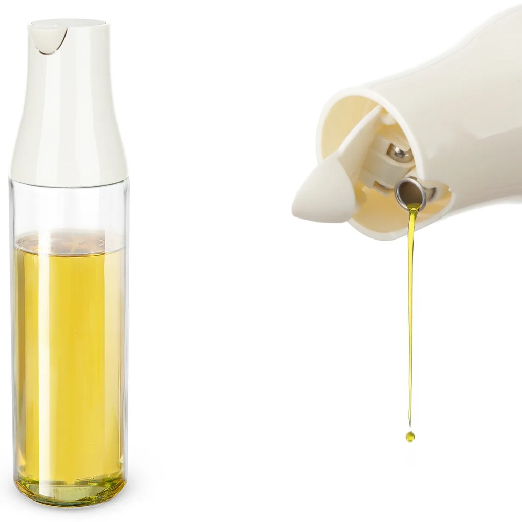 Oliera in vetro antigoccia 500 ml tappo bianco