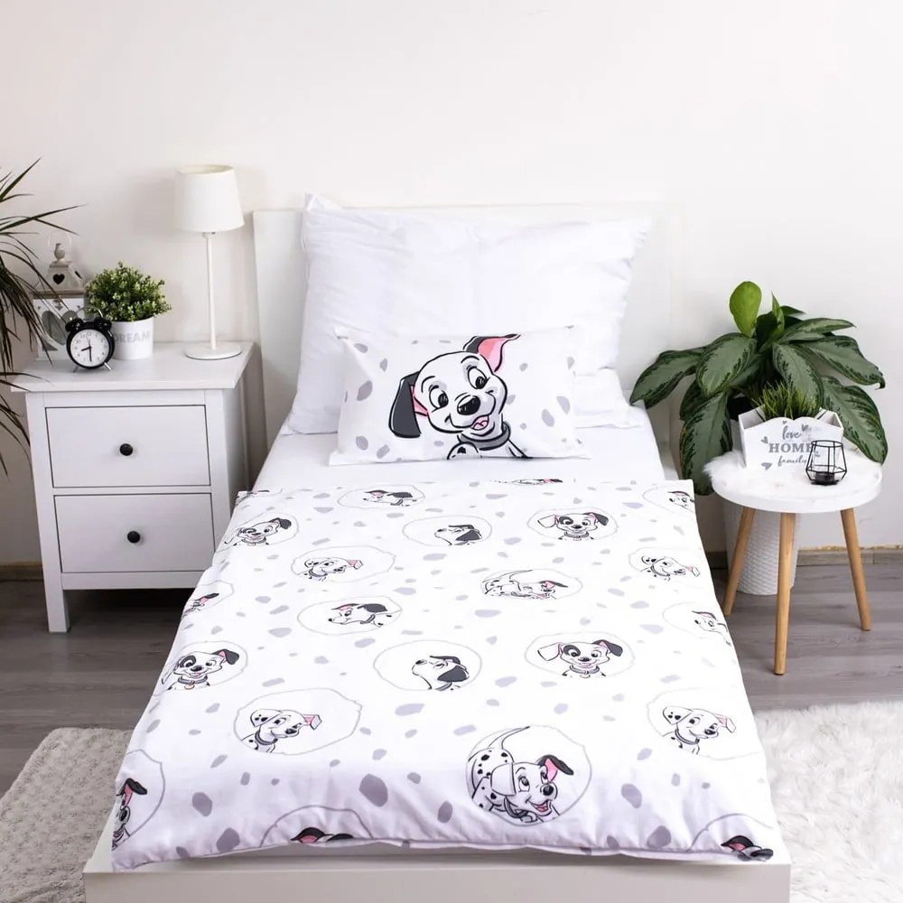 Set copripiumino e federa da bambini bianco in cotone per culla 100x135 cm 101 Dalmatians – Jerry Fabrics