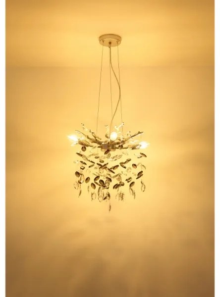 Globo 64138HS - Lampadario sospeso a cavo QUEENA 4xE14/40W/230V, finitura argento