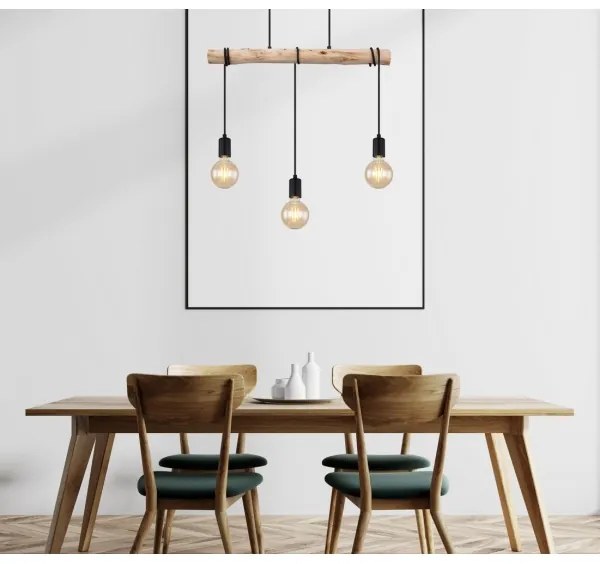 Globo 15539-3H - Lampadario su corda GREGOR 3xE27/60W/230V