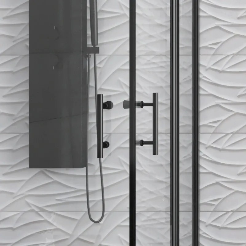 Kamalu - Cabina doccia nera 100x120 doppio battente | KPX1000N
