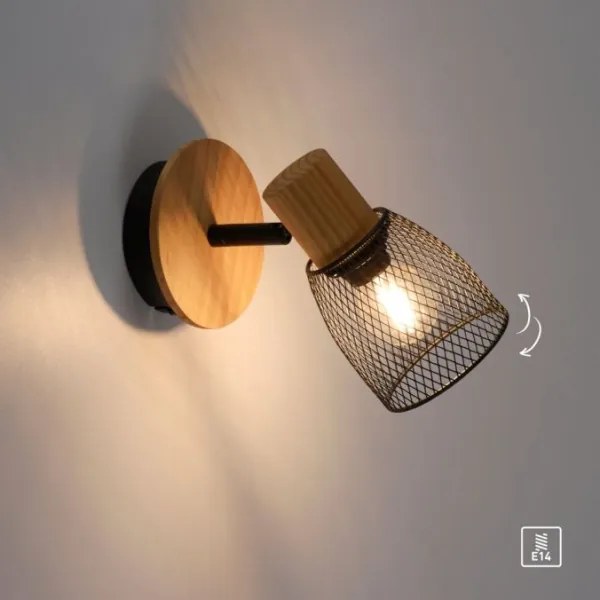 JUST LIGHT. 15191-79 - Faretto da parete TAMIS 1xE14/10W/230V pino